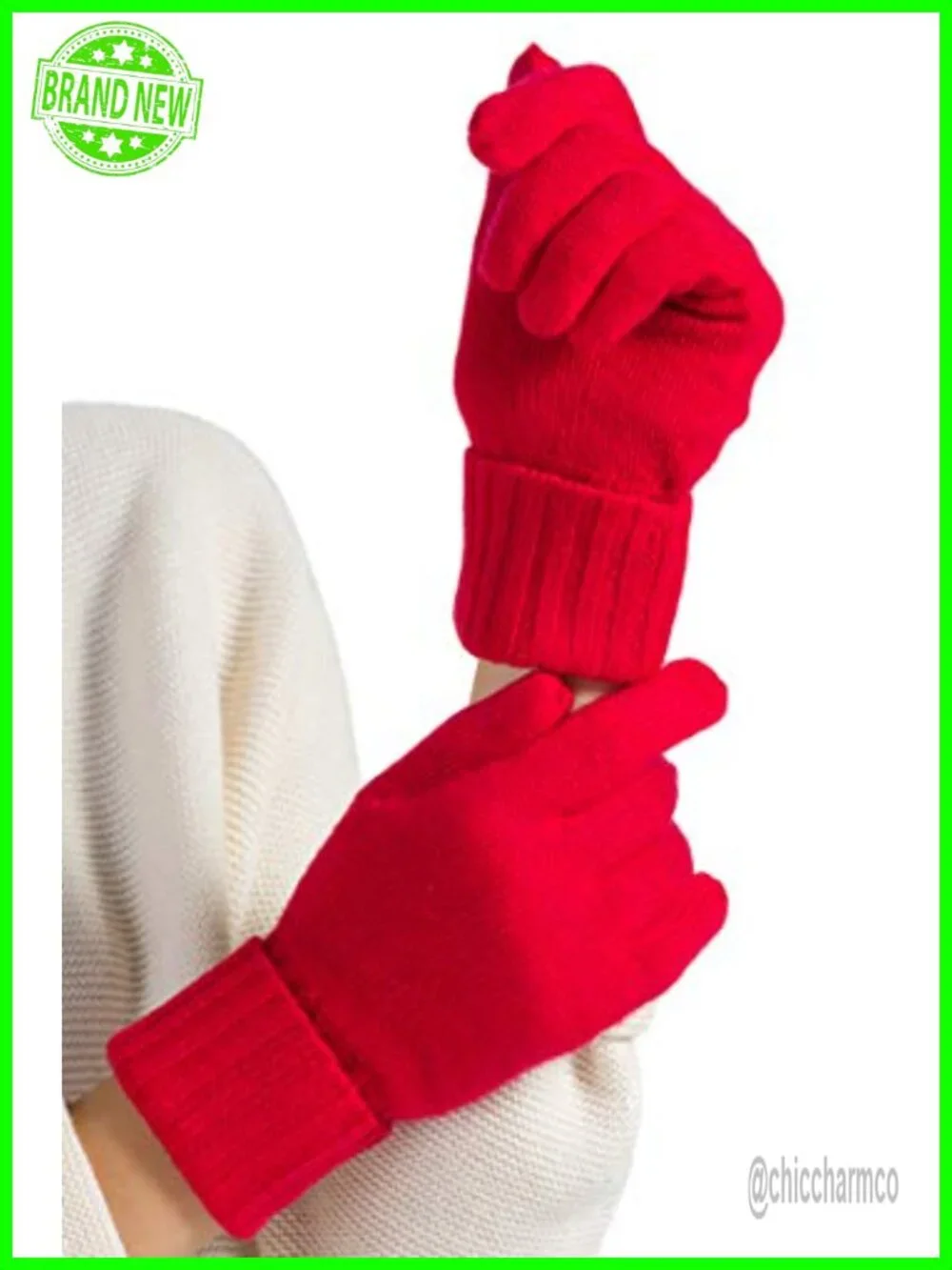 100% Pure Knit Ultra Plush Cashmere Gloves Ribbed Cuff